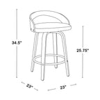 Grotto Upholstered 26" Fixed-Height Counter Stool - Set of 2 - White Wood, Black PU, Chrome Metal