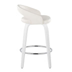 Grotto Upholstered 26" Fixed-Height Counter Stool - Set of 2 - White Wood, White PU, Chrome Metal