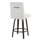 Hank 26" Fixed-Height Counter Stool - Set of 2 - Walnut Glazed Wood, Light Grey Fabric, Black Metal