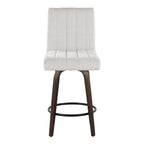 Hank 26" Fixed-Height Counter Stool - Set of 2 - Walnut Glazed Wood, Light Grey Fabric, Black Metal
