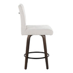 Hank 26" Fixed-Height Counter Stool - Set of 2 - Walnut Glazed Wood, Light Grey Fabric, Black Metal