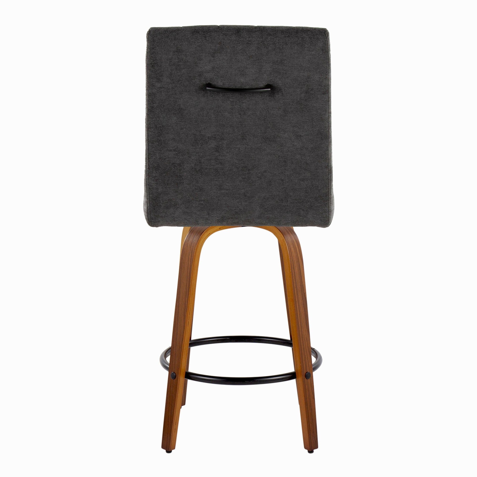 Hank 26" Fixed-Height Counter Stool - Set of 2 - Walnut Wood, Black Fabric, Black Metal