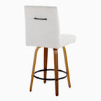 Hank 26" Fixed-Height Counter Stool - Set of 2 - Walnut Wood, Light Grey Fabric, Black Metal