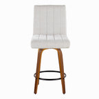 Hank 26" Fixed-Height Counter Stool - Set of 2 - Walnut Wood, Light Grey Fabric, Black Metal