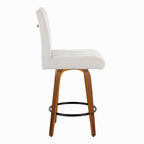 Hank 26" Fixed-Height Counter Stool - Set of 2 - Walnut Wood, Light Grey Fabric, Black Metal