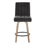 Hank 26" Fixed-Height Counter Stool - Set of 2 - Whitewashed Wood, Black Fabric, Black Metal