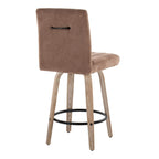 Hank 26" Fixed-Height Counter Stool - Set of 2 - Whitewashed Wood, Brown Fabric, Black Metal