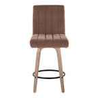 Hank 26" Fixed-Height Counter Stool - Set of 2 - Whitewashed Wood, Brown Fabric, Black Metal