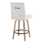 Hank 26" Fixed-Height Counter Stool - Set of 2 - Whitewashed Wood, Light Grey Fabric, Black Metal