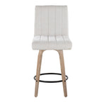 Hank 26" Fixed-Height Counter Stool - Set of 2 - Whitewashed Wood, Light Grey Fabric, Black Metal