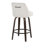 Hannah 26" Fixed-Height Counter Stool - Set of 2 - Walnut Glazed Wood, Cream Fabric, Black Metal