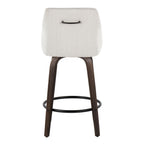 Hannah 26" Fixed-Height Counter Stool - Set of 2 - Walnut Glazed Wood, Cream Fabric, Black Metal