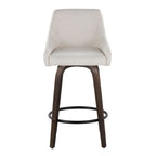 Hannah 26" Fixed-Height Counter Stool - Set of 2 - Walnut Glazed Wood, Cream Fabric, Black Metal