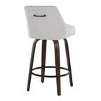 Hannah 26" Fixed-Height Counter Stool - Set of 2 - Walnut Glazed Wood, Grey Fabric, Black Metal
