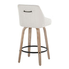 Hannah 26" Fixed-Height Counter Stool - Set of 2 - Whitewashed Wood, Cream Fabric, Black Metal