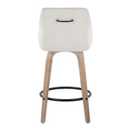 Hannah 26" Fixed-Height Counter Stool - Set of 2 - Whitewashed Wood, Cream Fabric, Black Metal
