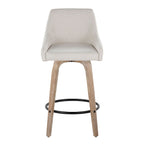 Hannah 26" Fixed-Height Counter Stool - Set of 2 - Whitewashed Wood, Cream Fabric, Black Metal