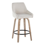 Hannah 26" Fixed-Height Counter Stool - Set of 2 - Whitewashed Wood, Cream Fabric, Black Metal