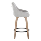 Hannah 26" Fixed-Height Counter Stool - Set of 2 - Whitewashed Wood, Grey Fabric, Black Metal