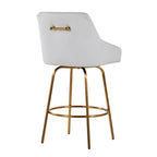 Hannah 26" Fixed-Height Counter Stool - Set of 2 - Gold Metal, White PU