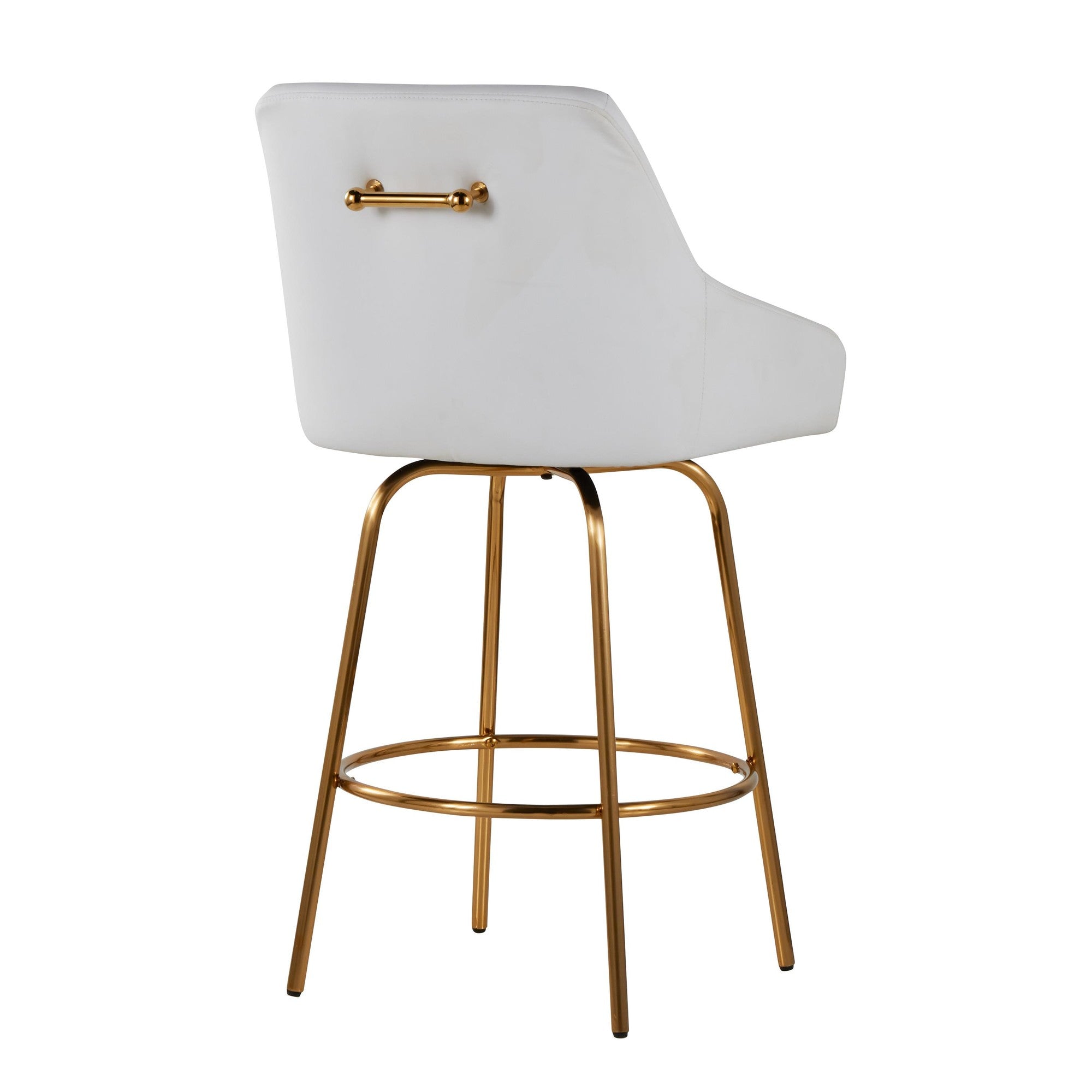 Hannah 26" Fixed-Height Counter Stool - Set of 2 - Gold Metal, White PU