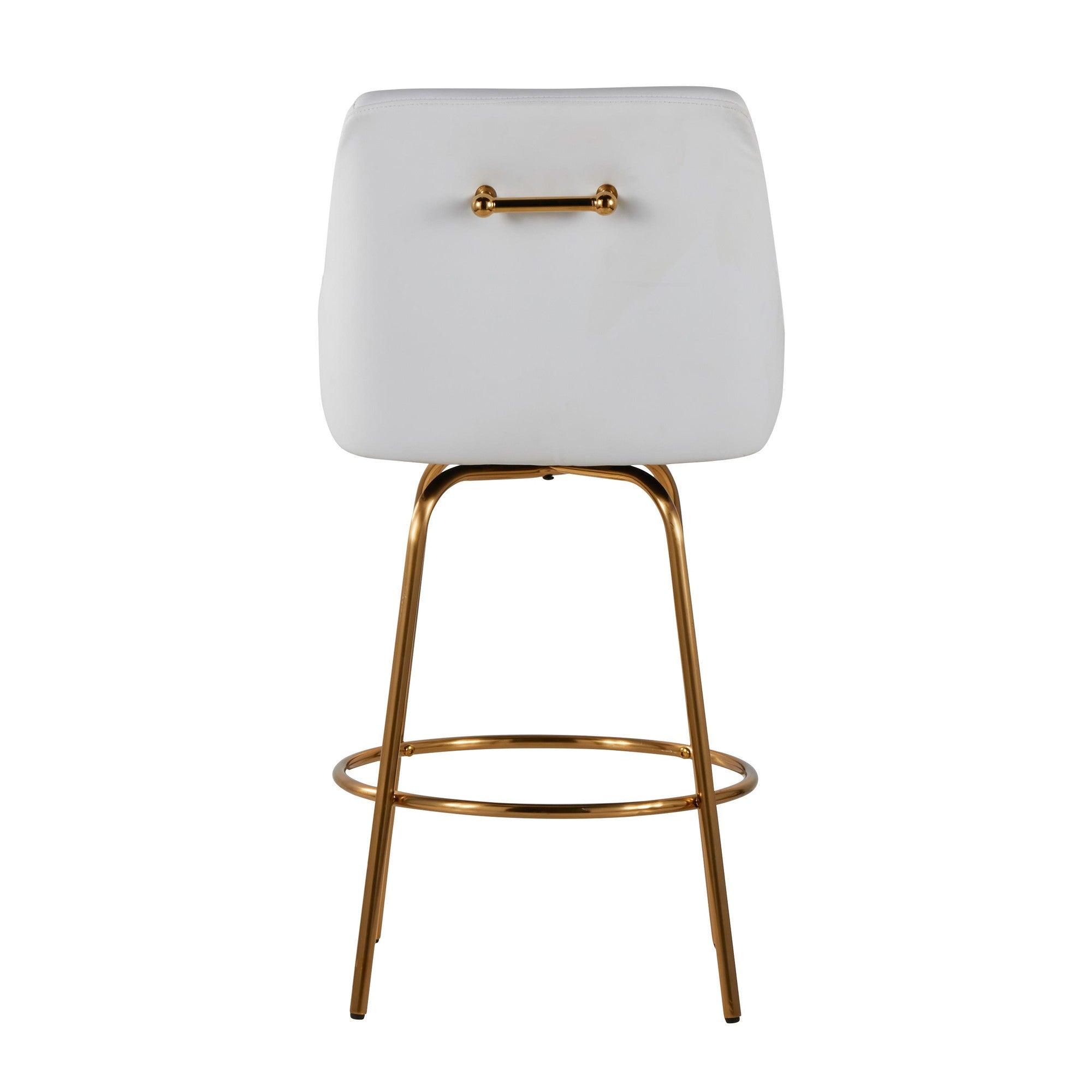 Hannah 26" Fixed-Height Counter Stool - Set of 2 - Gold Metal, White PU