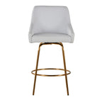 Hannah 26" Fixed-Height Counter Stool - Set of 2 - Gold Metal, White PU