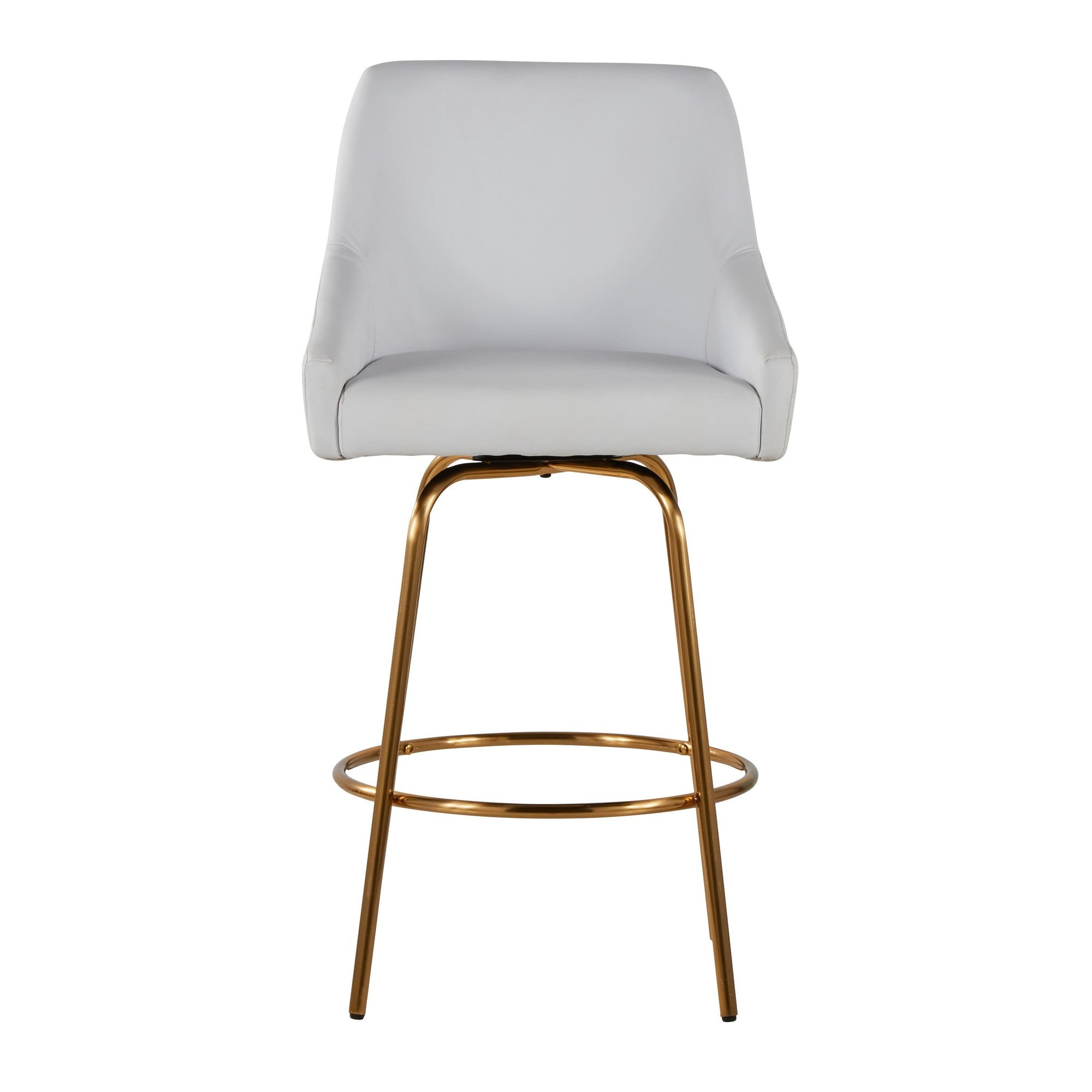 Hannah 26" Fixed-Height Counter Stool - Set of 2 - Gold Metal, White PU