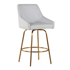 Hannah 26" Fixed-Height Counter Stool - Set of 2 - Gold Metal, White PU