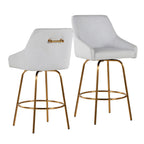 Hannah 26" Fixed-Height Counter Stool - Set of 2 - Gold Metal, White PU