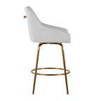 Hannah 26" Fixed-Height Counter Stool - Set of 2 - Gold Metal, White PU