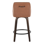 Hannah 26" Fixed-Height Counter Stool - Set of 2 - Walnut Glazed Wood, Camel PU, Black Metal