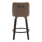 Hannah 26" Fixed-Height Counter Stool - Set of 2 - Walnut Glazed Wood, Brown PU, Black Metal