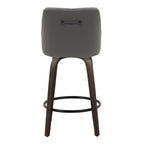 Hannah 26" Fixed-Height Counter Stool - Set of 2 - Walnut Glazed Wood, Dark Grey PU, Black Metal