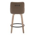 Hannah 26" Fixed-Height Counter Stool - Set of 2 - Whitewashed Wood, Brown PU, Black Metal