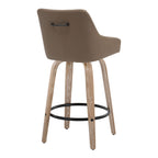Hannah 26" Fixed-Height Counter Stool - Set of 2 - Whitewashed Wood, Brown PU, Black Metal