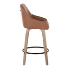 Hannah 26" Fixed-Height Counter Stool - Set of 2 - Whitewashed Wood, Camel PU, Black Metal