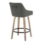 Hannah 26" Fixed-Height Counter Stool - Set of 2 - Whitewashed Wood, Dark Grey PU, Black Metal