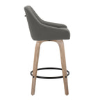 Hannah 26" Fixed-Height Counter Stool - Set of 2 - Whitewashed Wood, Dark Grey PU, Black Metal