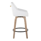Hannah 26" Fixed-Height Counter Stool - Set of 2 - Whitewashed Wood, White PU, Gold Metal, Black Metal