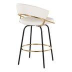 Jie 26" Fixed-Height Counter Stool - Set of 2 - Black Metal, Gold Metal, White PU