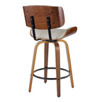 Lombardi 26" Fixed-Height Counter Stool - Set of 2 - Walnut Wood, Black Metal, Cream PU