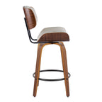 Lombardi 26" Fixed-Height Counter Stool - Set of 2 - Walnut Wood, Black Metal, Cream PU