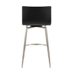 Mara Upholstered 26" Fixed-Height Counter Stool - Set of 2 - Stainless Steel, Black PU