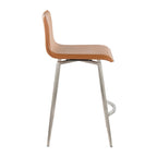 Mara Upholstered 26" Fixed-Height Counter Stool - Set of 2 - Stainless Steel, Camel PU