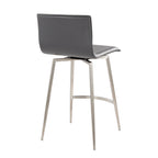Mara Upholstered 26" Fixed-Height Counter Stool - Set of 2 - Stainless Steel, Grey PU
