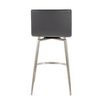 Mara Upholstered 26" Fixed-Height Counter Stool - Set of 2 - Stainless Steel, Grey PU