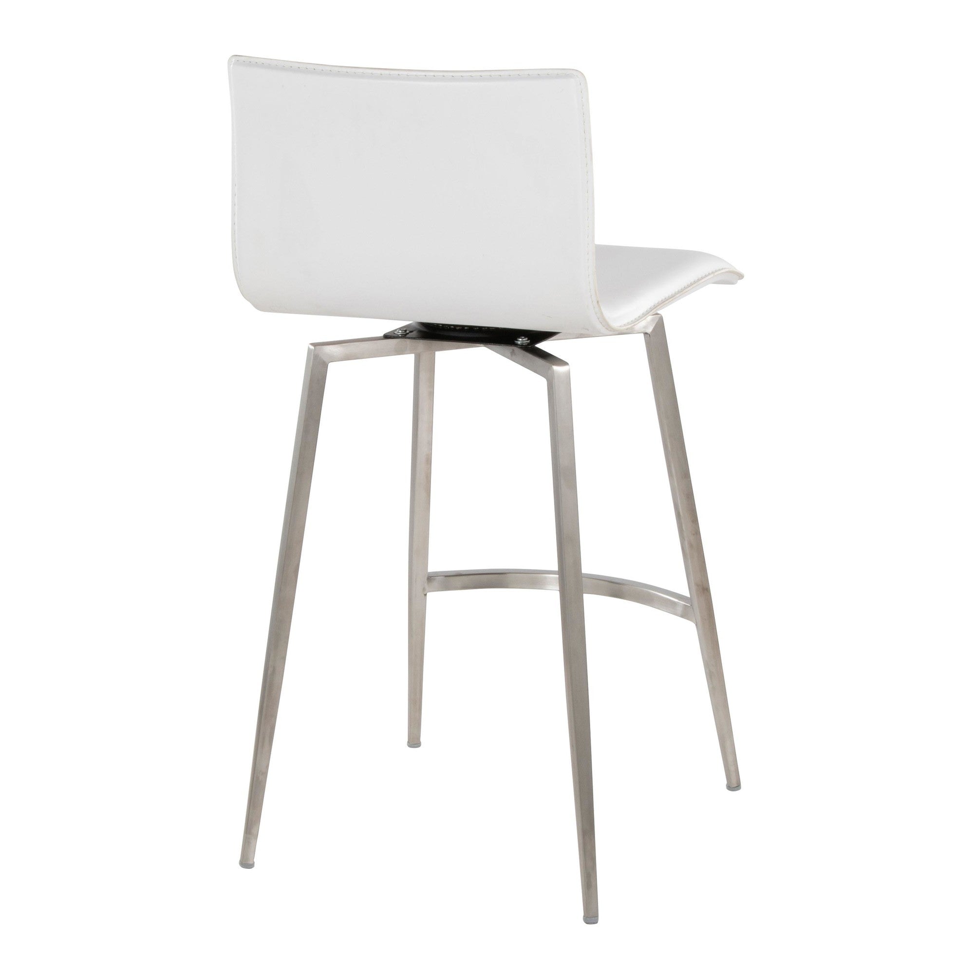 Mara Upholstered 26" Fixed-Height Counter Stool - Set of 2 - Stainless Steel, White PU