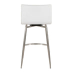 Mara Upholstered 26" Fixed-Height Counter Stool - Set of 2 - Stainless Steel, White PU