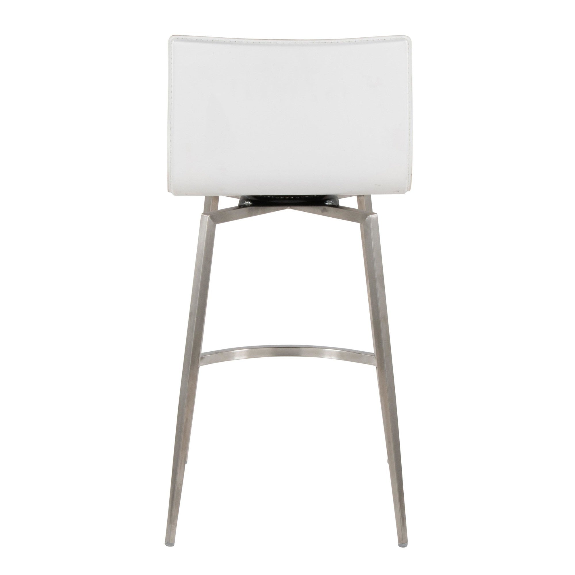 Mara Upholstered 26" Fixed-Height Counter Stool - Set of 2 - Stainless Steel, White PU